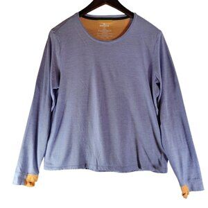 Bombas Merino Wool Blend Womens XL Light Blue/Orange Thumb Slit Long Sleeve Top